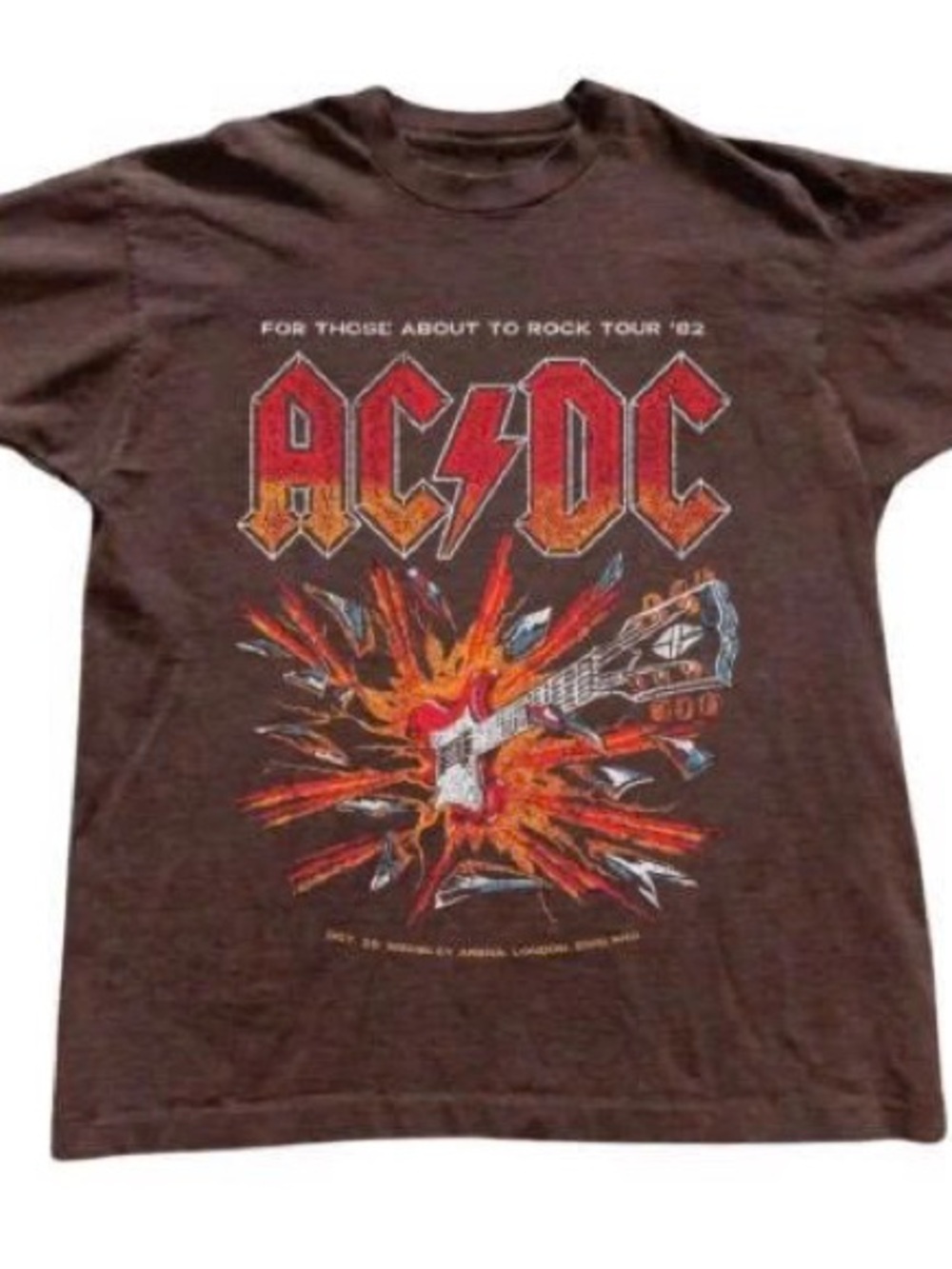 AC/DC Brown Tee with Red and Orange Graphic